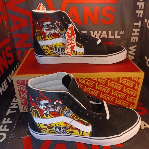 Vans Sk8-Hi Santa Flame Suede Canvas Black  Men's 9.5/Women's 11 VN0A5HZZA5P - Picture 2 of 14